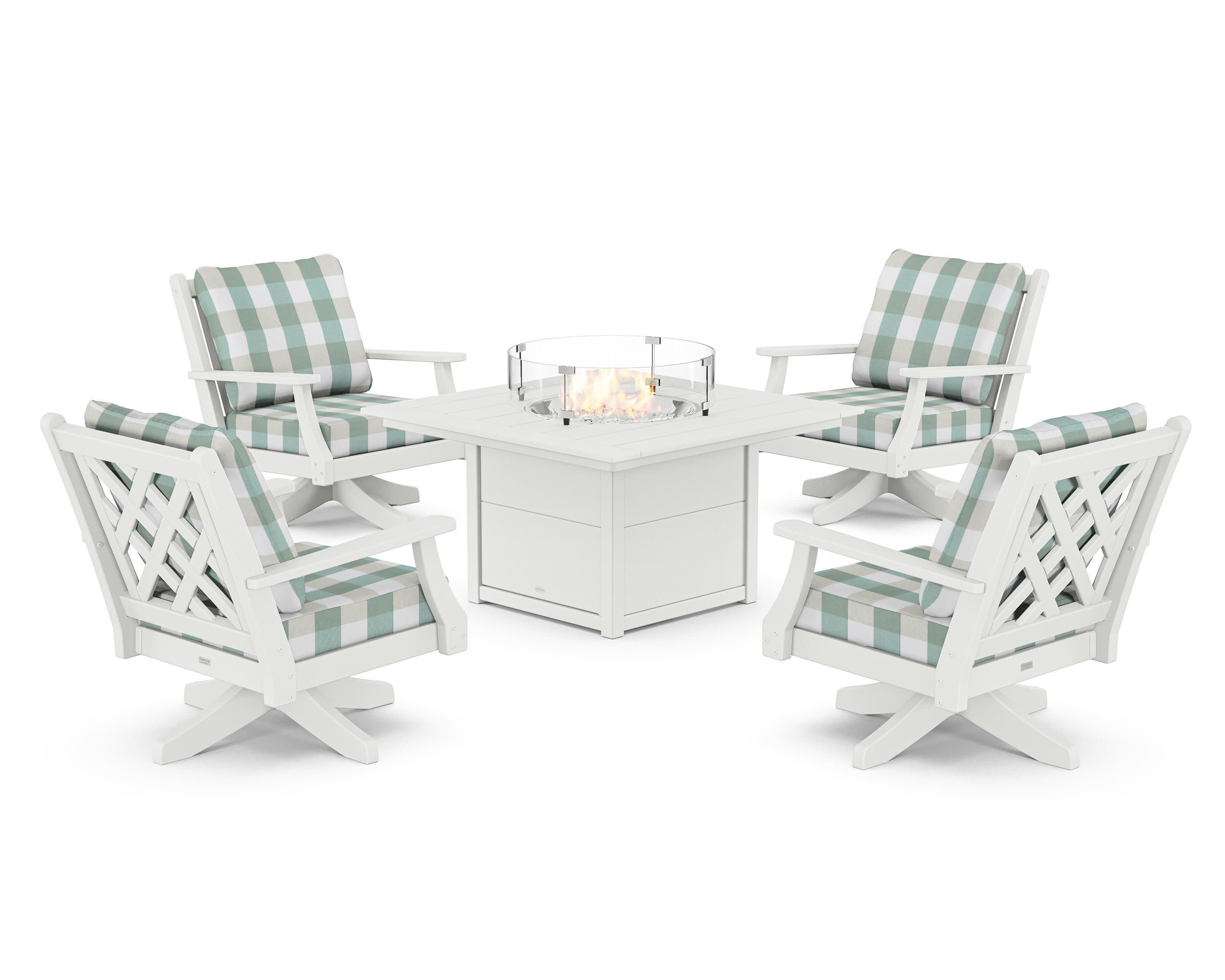 Wovendale 5-Piece Deep Seating Swivel Conversation Set with Fire Pit Table - Image 195