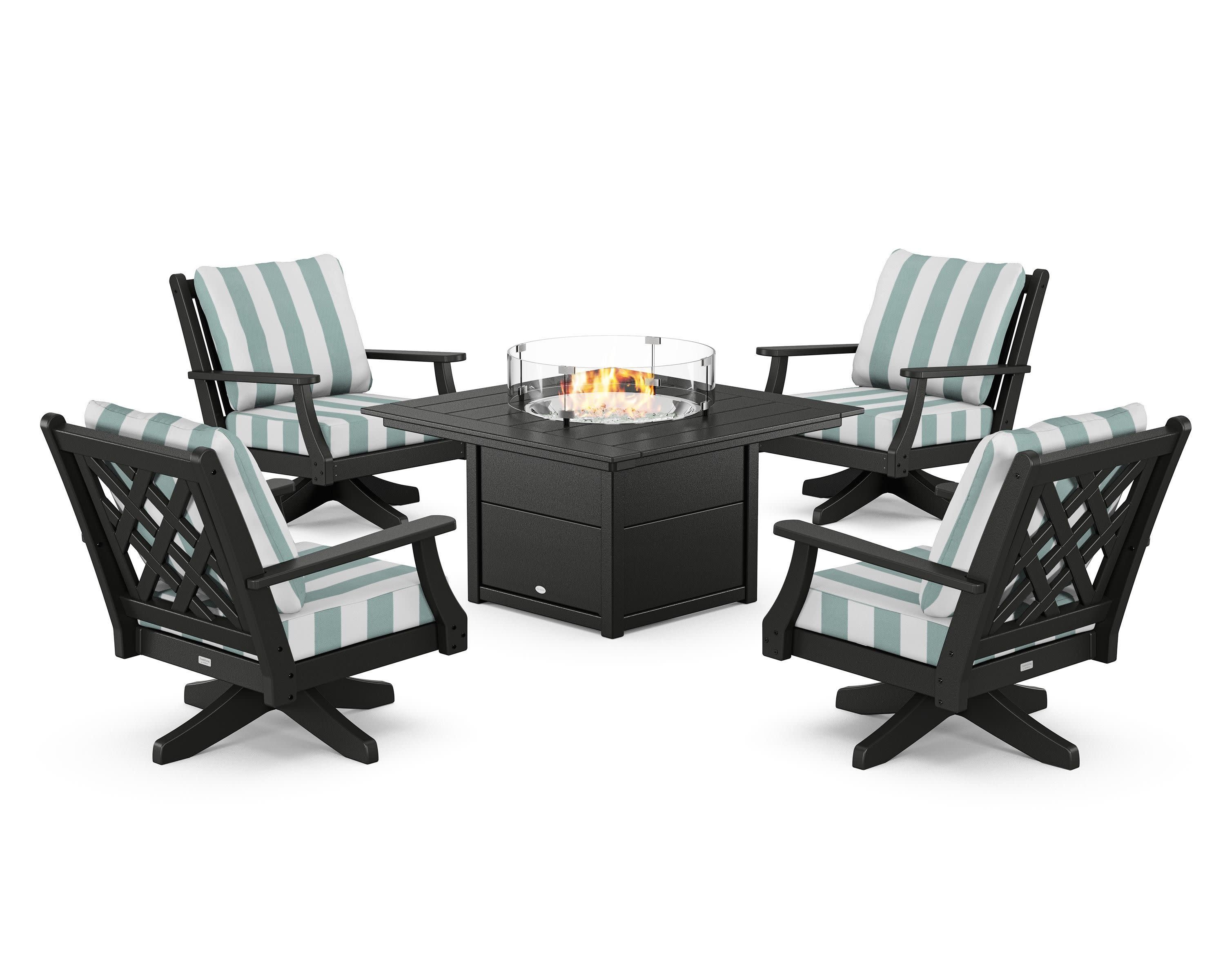 Wovendale 5-Piece Deep Seating Swivel Conversation Set with Fire Pit Table - Image 196