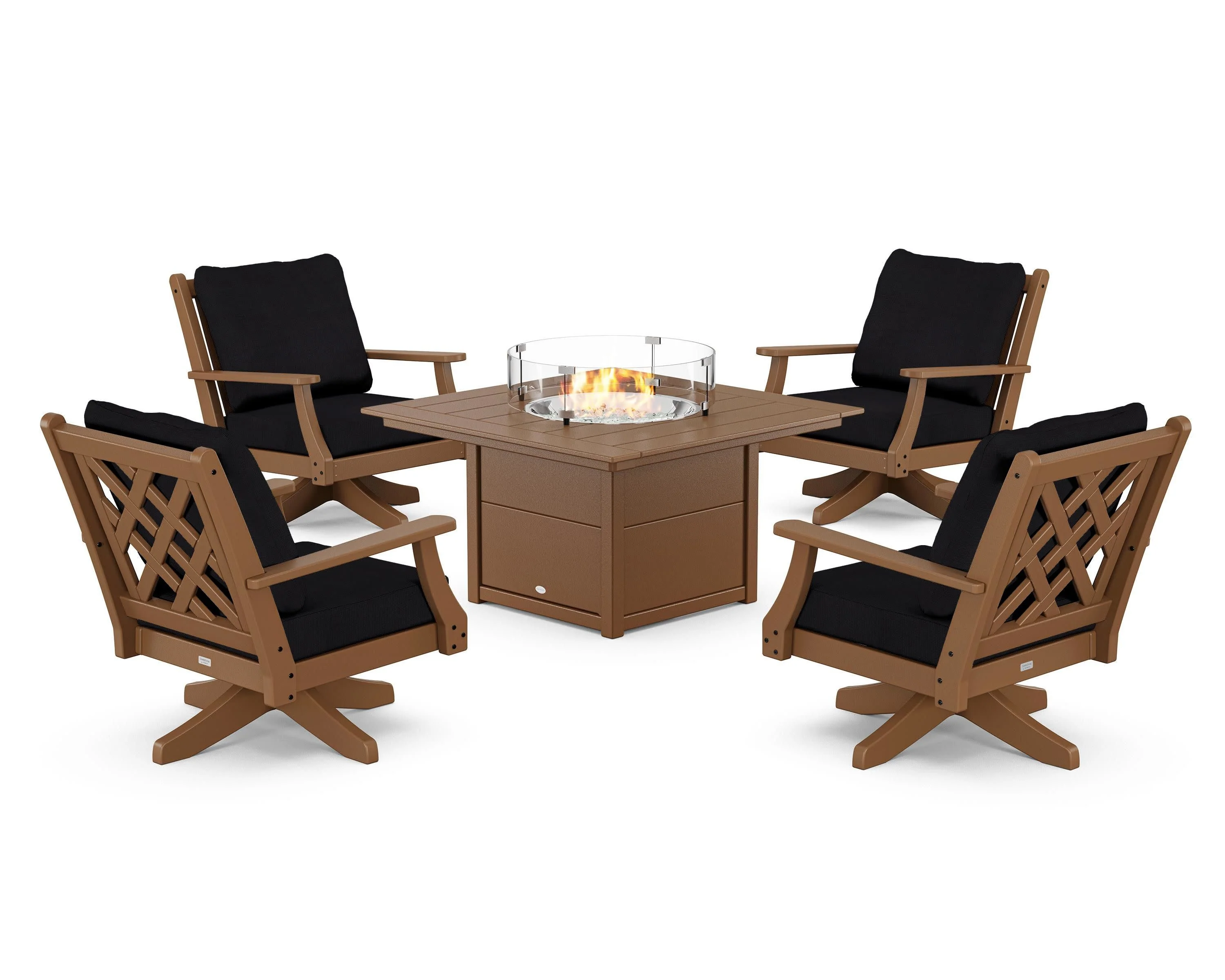 Wovendale 5-Piece Deep Seating Swivel Conversation Set with Fire Pit Table - Image 203