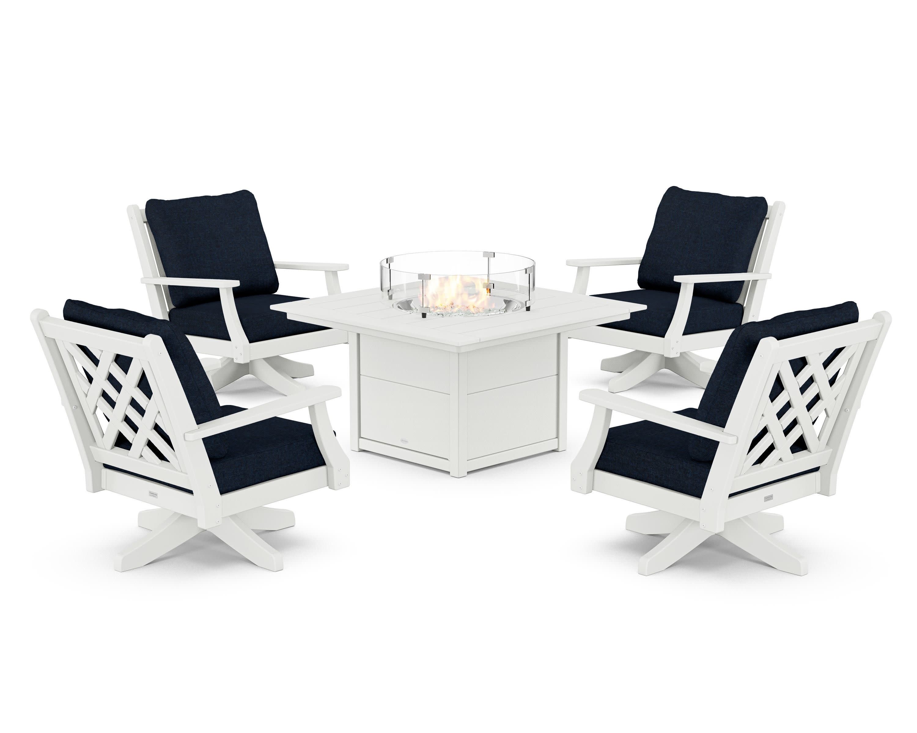 Wovendale 5-Piece Deep Seating Swivel Conversation Set with Fire Pit Table - Image 206