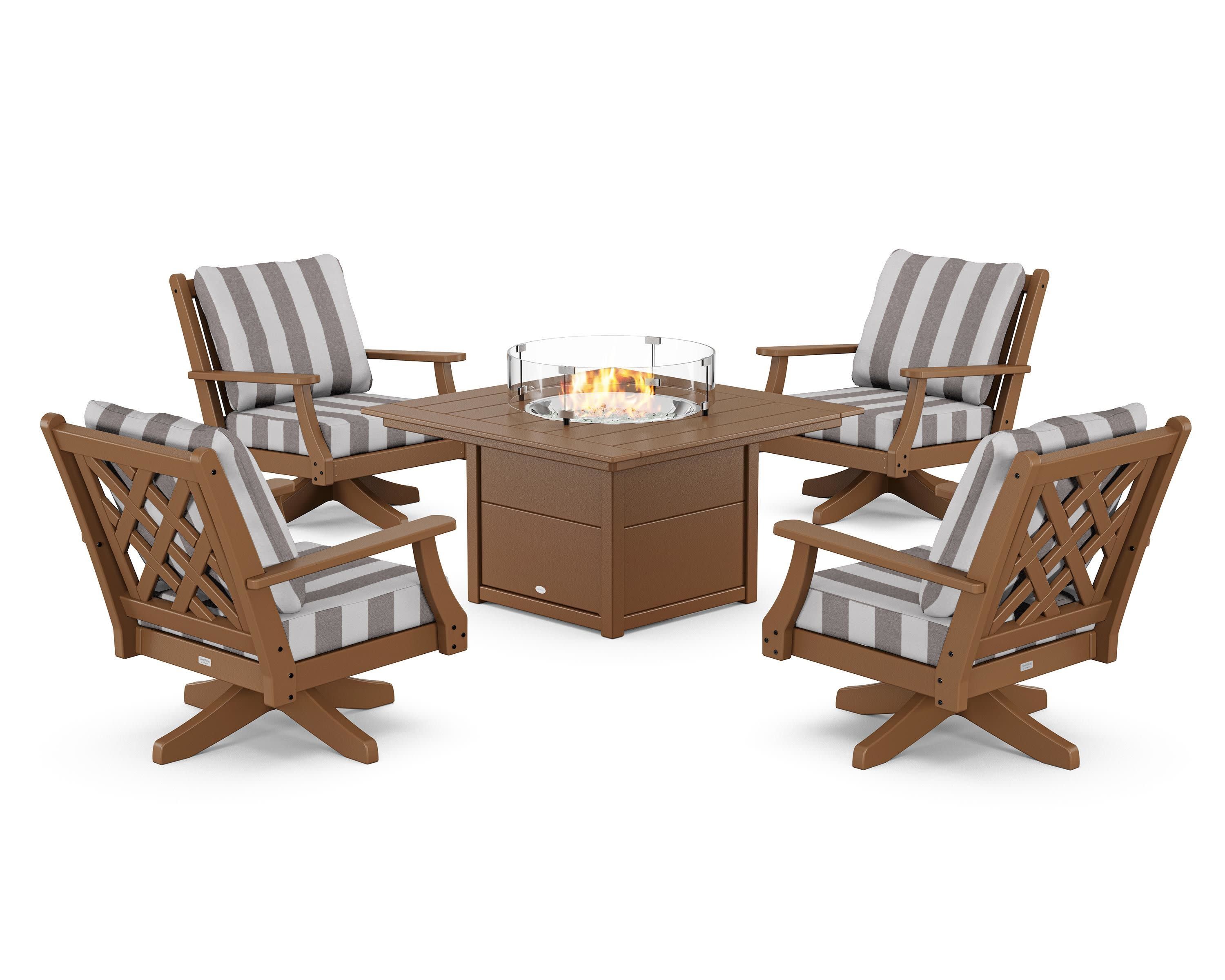 Wovendale 5-Piece Deep Seating Swivel Conversation Set with Fire Pit Table - Image 207