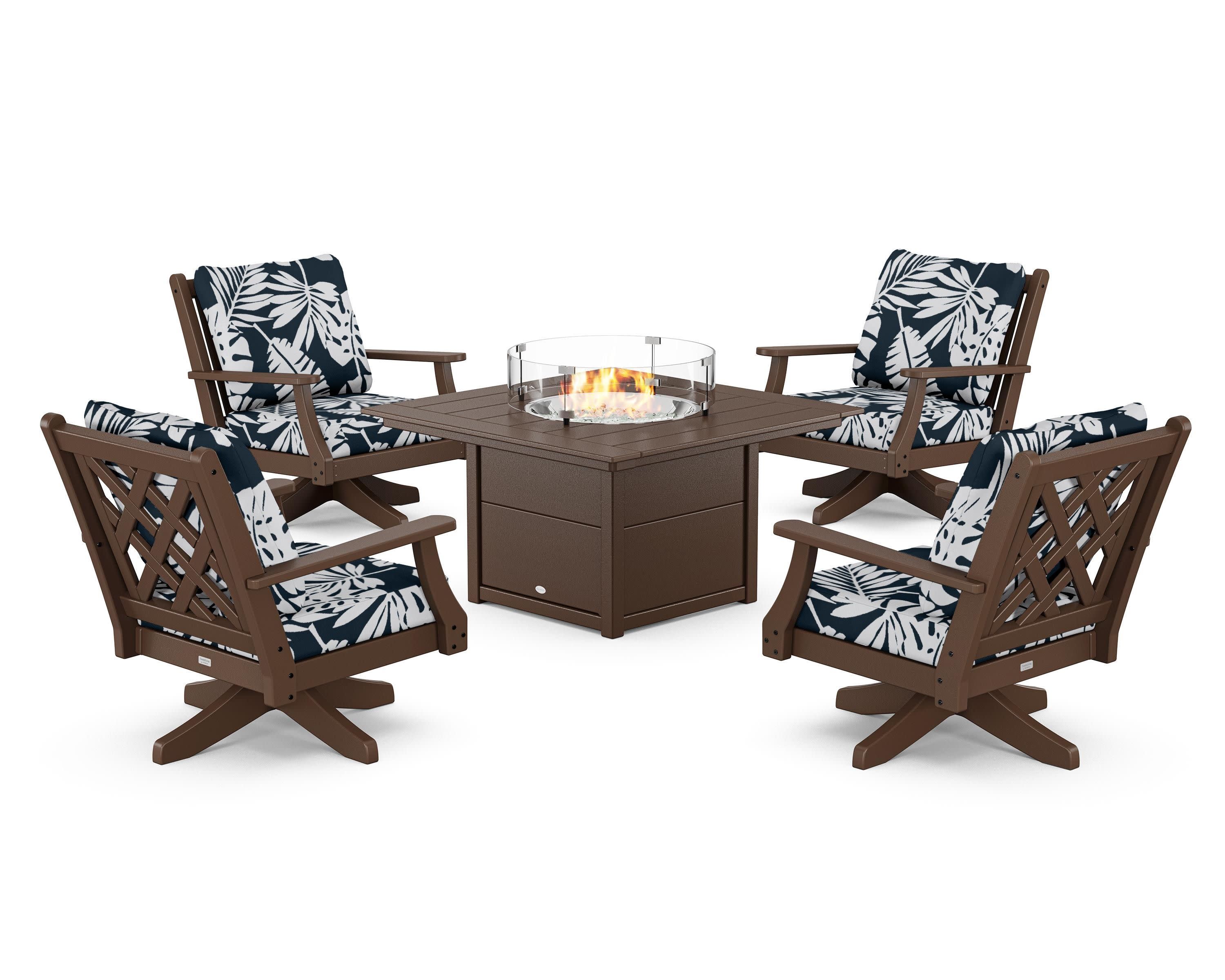 Wovendale 5-Piece Deep Seating Swivel Conversation Set with Fire Pit Table - Image 211