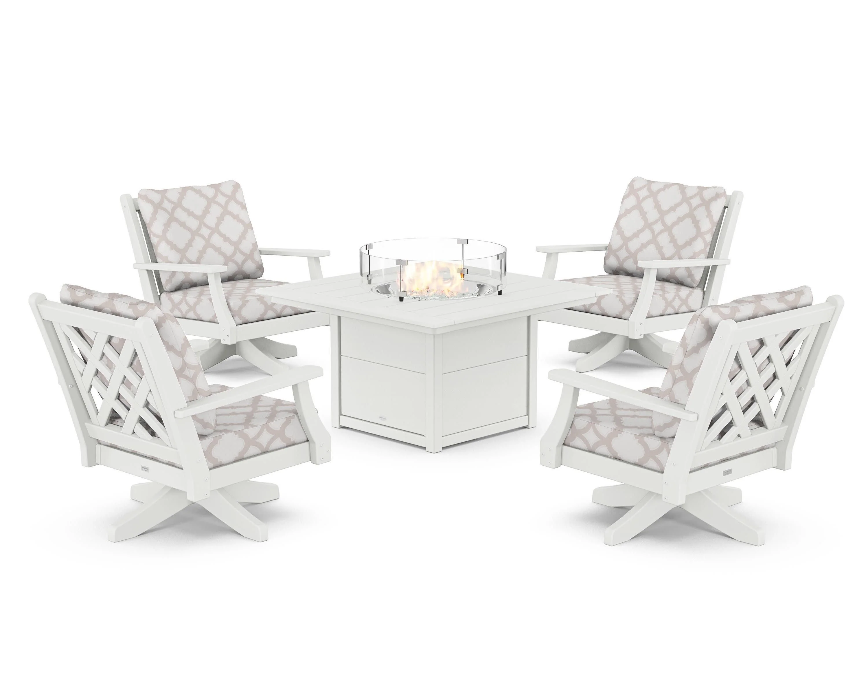 Wovendale 5-Piece Deep Seating Swivel Conversation Set with Fire Pit Table - Image 32