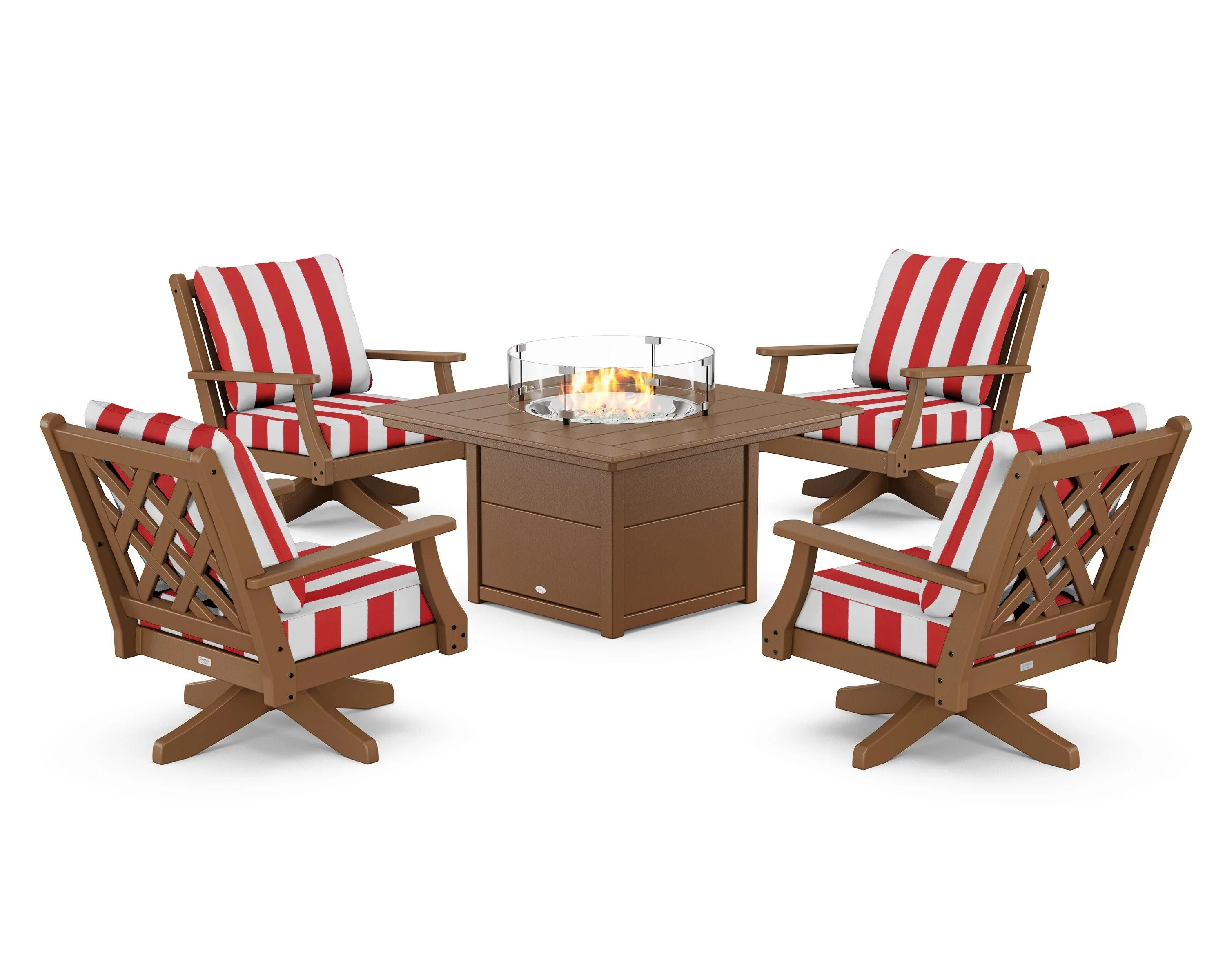Wovendale 5-Piece Deep Seating Swivel Conversation Set with Fire Pit Table - Image 33