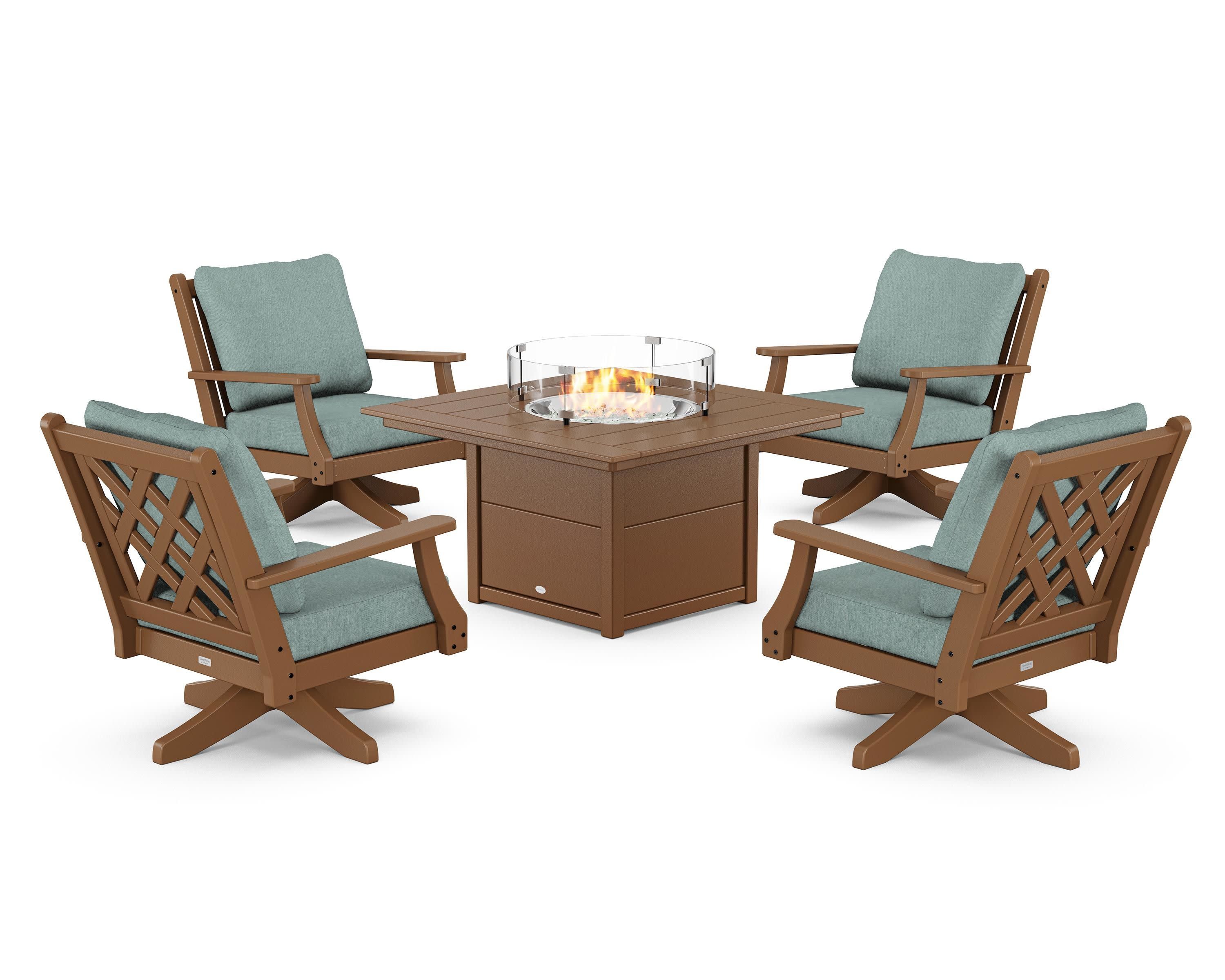 Wovendale 5-Piece Deep Seating Swivel Conversation Set with Fire Pit Table - Image 34