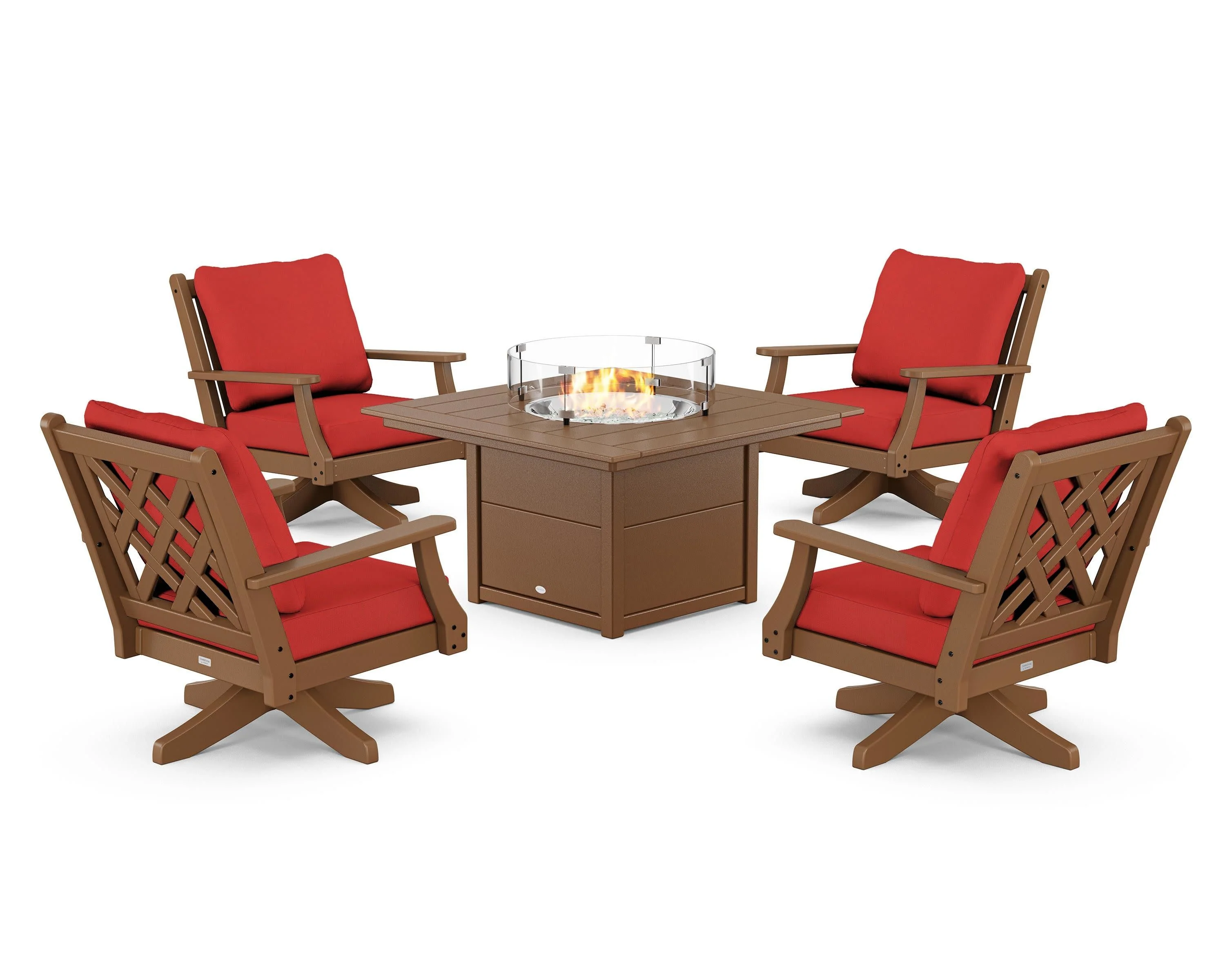 Wovendale 5-Piece Deep Seating Swivel Conversation Set with Fire Pit Table - Image 53