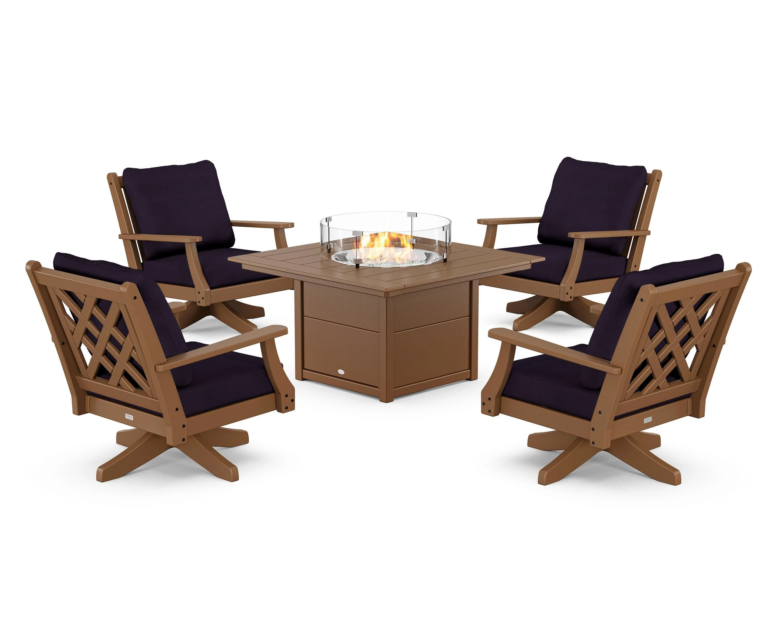 Wovendale 5-Piece Deep Seating Swivel Conversation Set with Fire Pit Table - Image 80