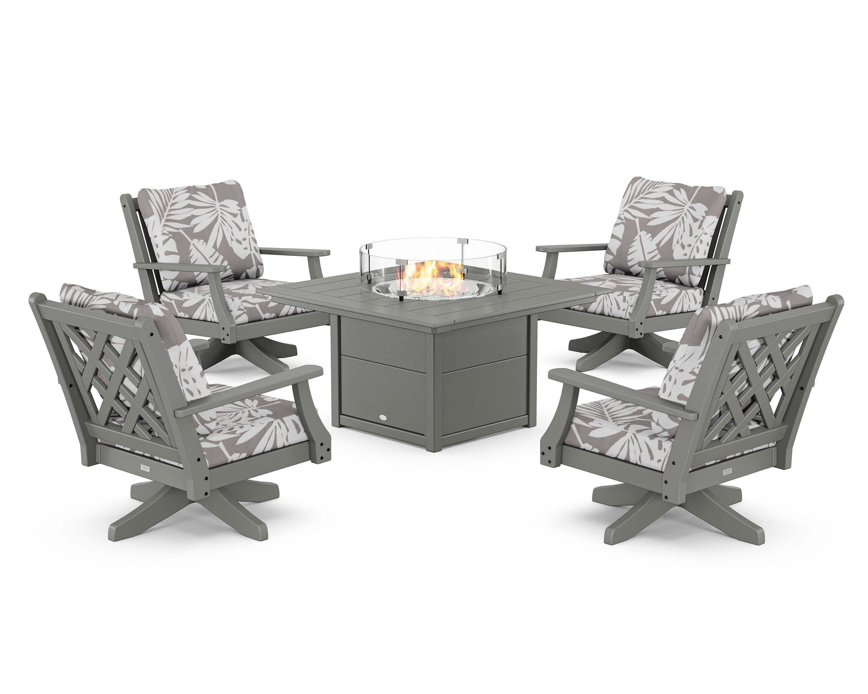Wovendale 5-Piece Deep Seating Swivel Conversation Set with Fire Pit Table - Image 84