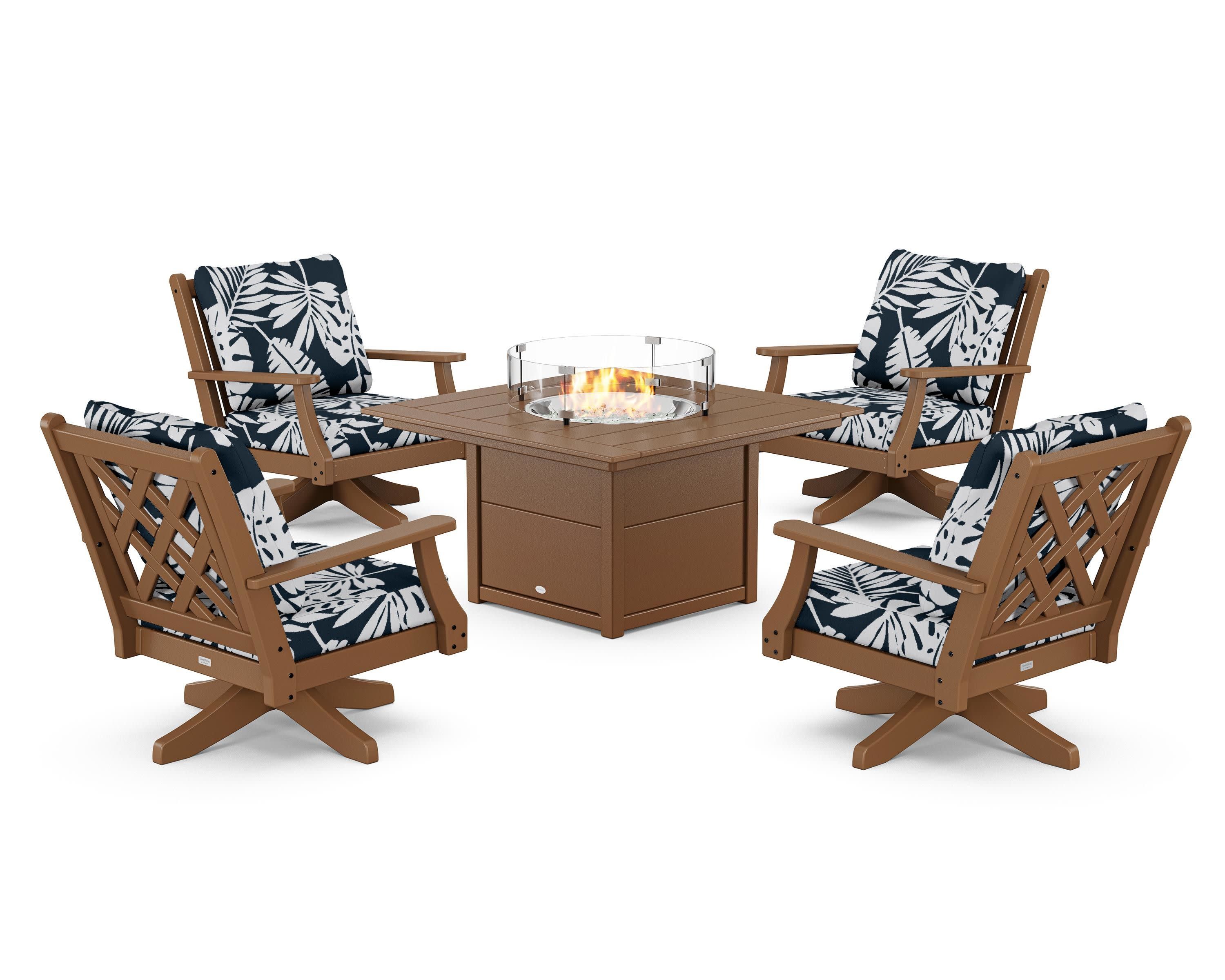 Wovendale 5-Piece Deep Seating Swivel Conversation Set with Fire Pit Table - Image 87