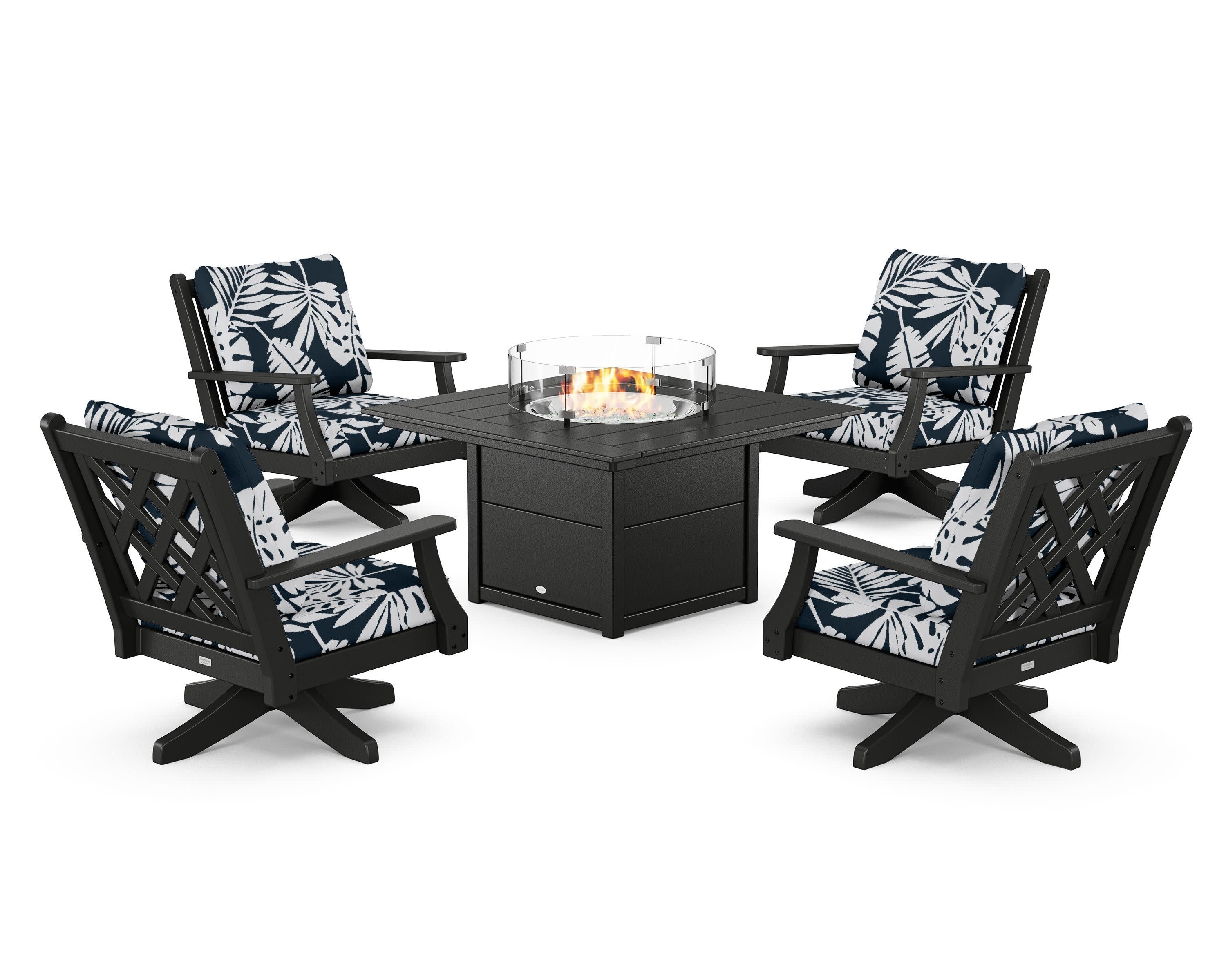 Wovendale 5-Piece Deep Seating Swivel Conversation Set with Fire Pit Table - Image 88