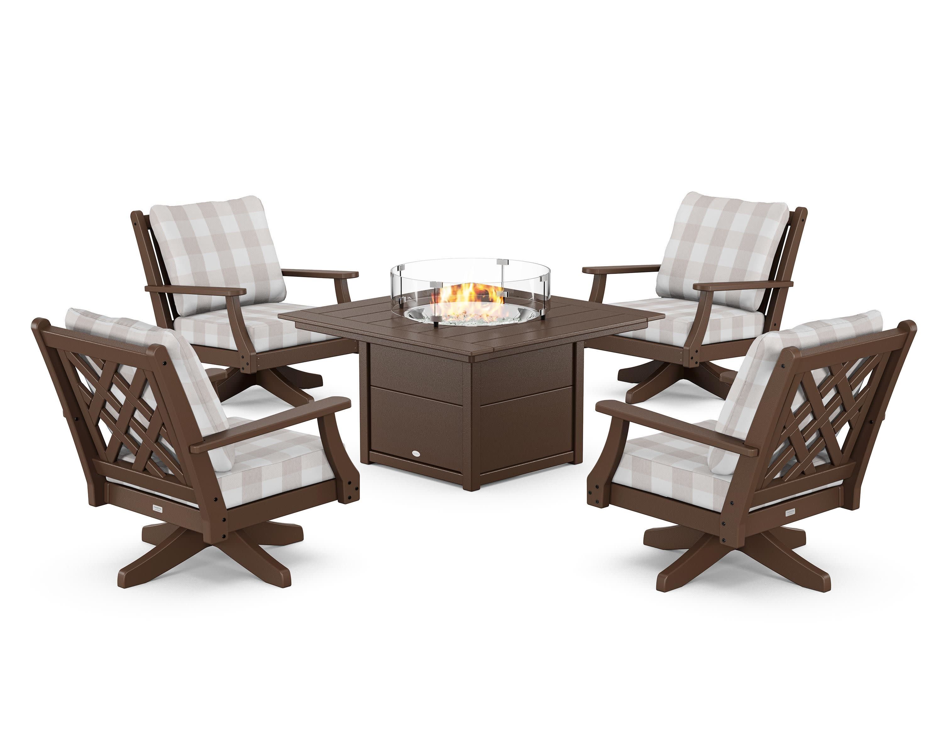 Wovendale 5-Piece Deep Seating Swivel Conversation Set with Fire Pit Table - Image 91