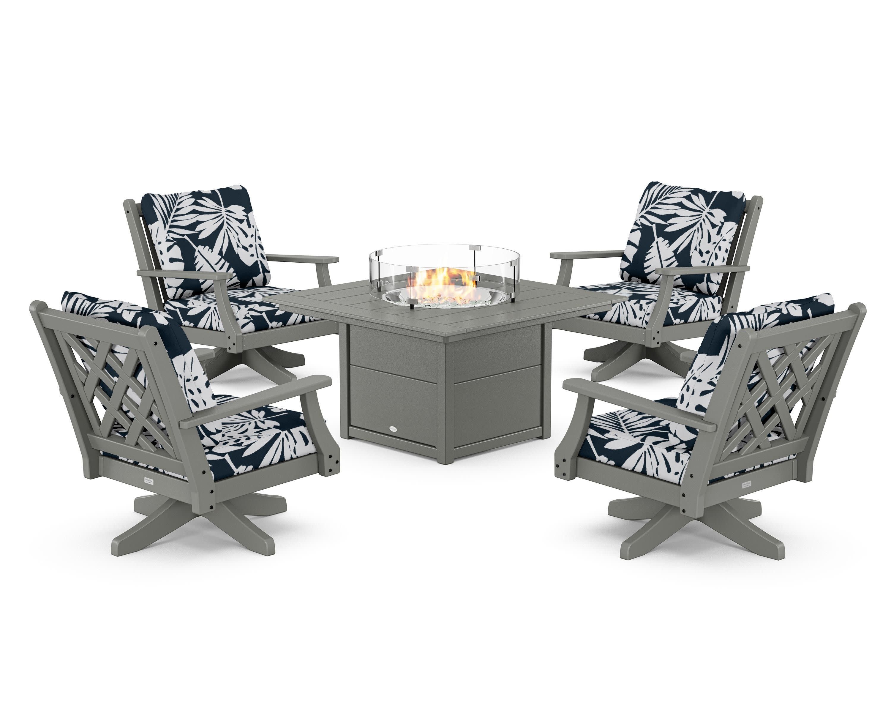 Wovendale 5-Piece Deep Seating Swivel Conversation Set with Fire Pit Table - Image 92