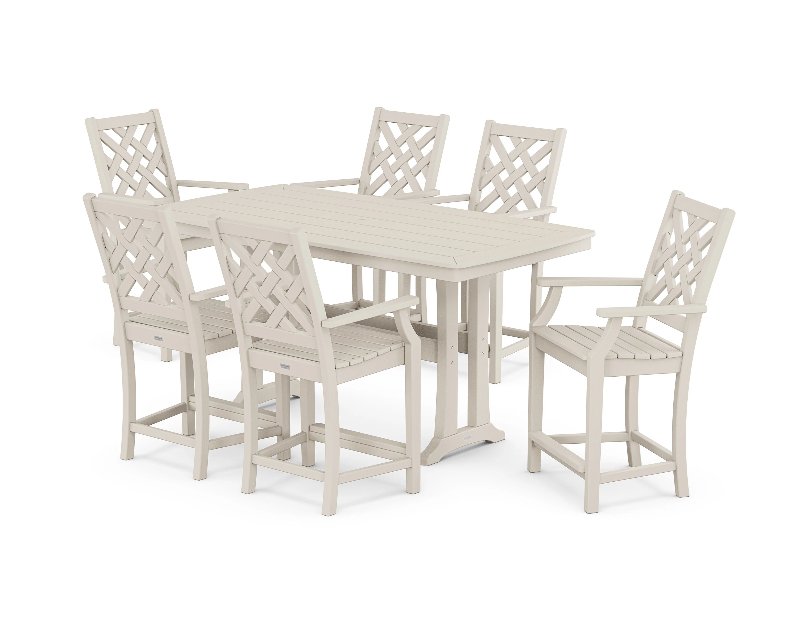 Wovendale Arm Chair 7-Piece Counter Set with Trestle Legs - Image 7