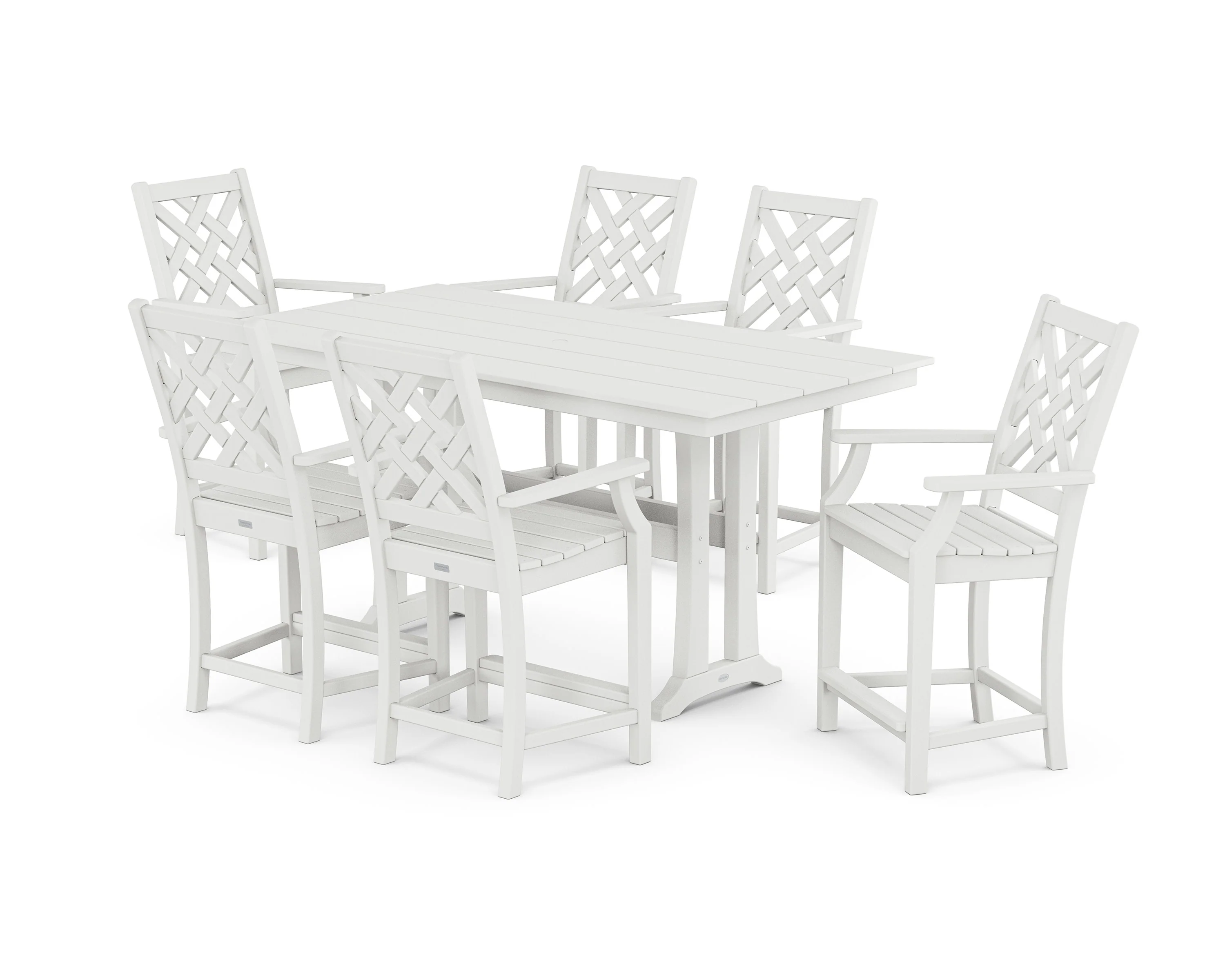 Wovendale Arm Chair 7-Piece Farmhouse Counter Set with Trestle Legs - Image 3