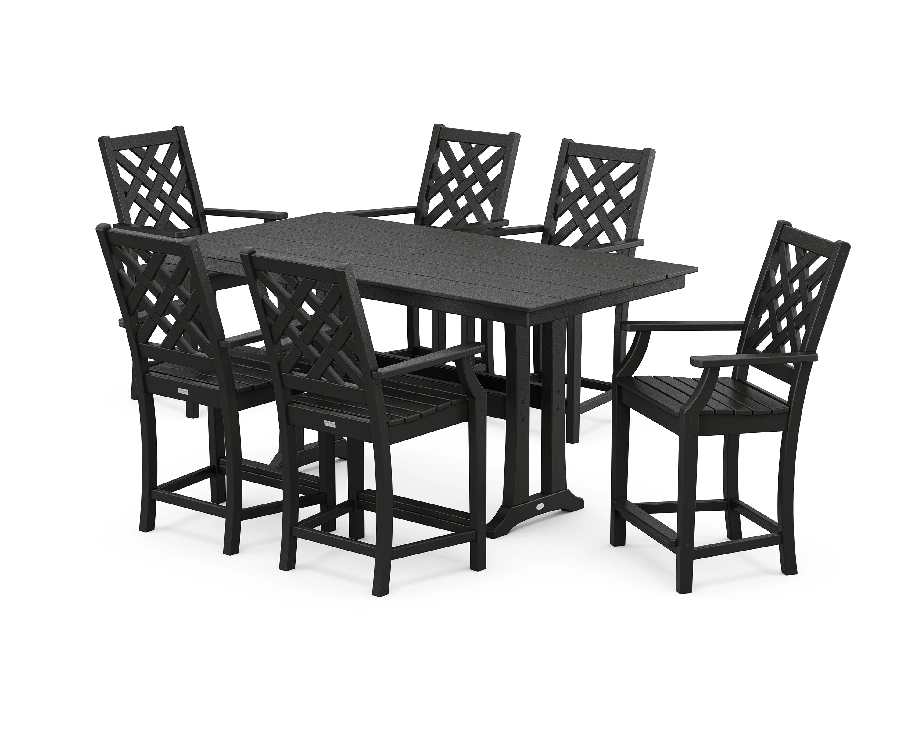 Wovendale Arm Chair 7-Piece Farmhouse Counter Set with Trestle Legs - Image 6